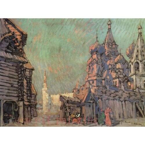 Drawing Picture Hang on the Wall Handmade Modern Abstract Red in Moscow Church Art Oil Painting on Canvas 100%Hand Paint Artwork