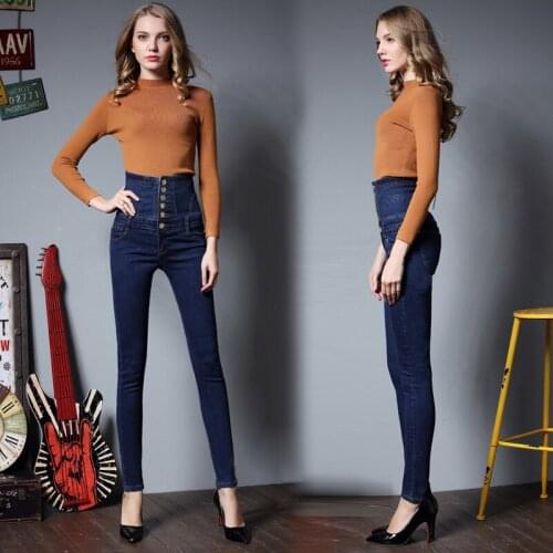 Fashion Winter Plus Size High Waist Ladies Denim Trousers Slim Elastic Feet Pencil Pants Skinny Jeans Woman Streetwear 5xl 6xl