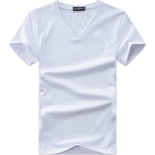 Big Size Men Classic Cotton Solid T-Shirt Summer Male Casual Brand Slim Fit V-Neck Bodybuilding Fitness Varsity Top Tees CF186