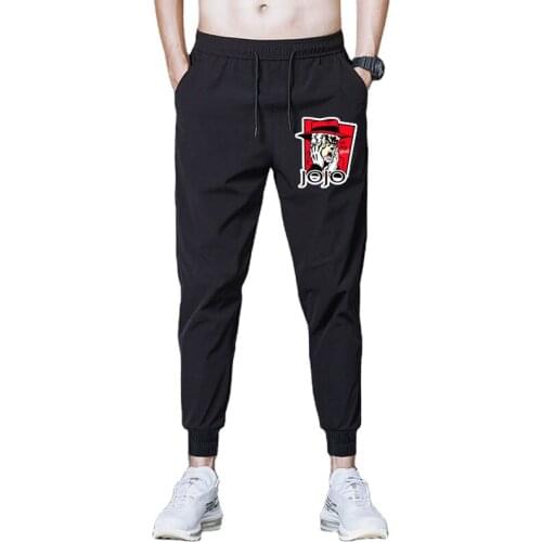 Men Casual Loose Sport Pants JoJos Bizarre Adventure Tie Feet Long Pants Men Elastic Waist Quick Dry Sweatpants Trousers