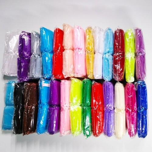 New 100pcs/Lot 5x7 7x9 9x12 10x15cm Drawable Organza Bag Wedding Christmas Party Birthday Gift Bags Jewelry Packaging Bags Pouch