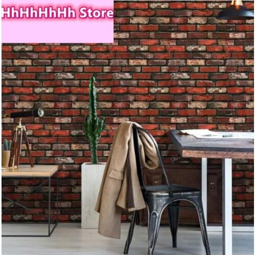 Peel & Stick Wallpaper Vintage Red Bricklaying Pattern Self Adhesive Waterproof Vinyl Brick Textured Wallpaper Home Decorative