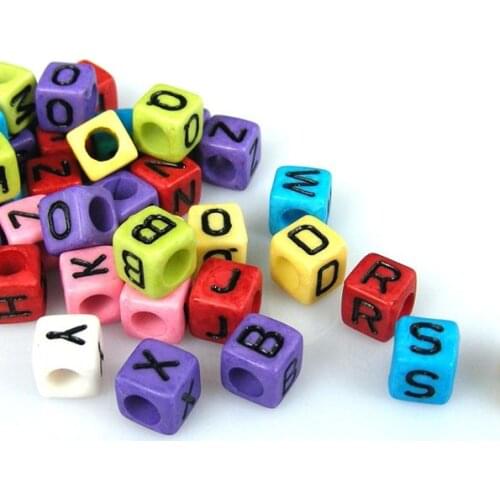Wholesale 6mm 500pcs Acrylic Cubic Alphabet Letter Beads Mixed Color for DIY Loom Band Bracelet Making LB-03