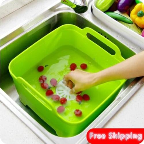 Mobile Vegetables Basket Angleterre Fruit And Vegetable Box Thickening Plastic Sink Storage Cleaning Drainer Basket 3 Colors