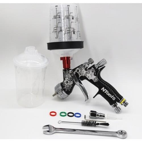 SPRAY GUN with adapter 400cc pps tank 1.3/1.8mm nozzle air spray gun with quick-connect wash-free tank paint Mixing Cup sprayer