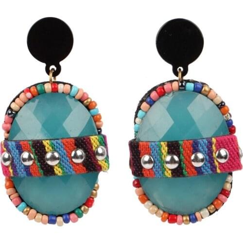 Colorful Bead Handmade Ethnic Big Pendant Drop Earrings for Women Florate Brand Wholesale Bohemian Statement Dangle Earrings New