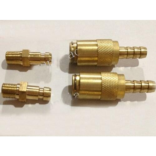 1/8" 1/4" BSP -8mm 10mm Hose Barbed Brass Self Locking Quick Disconnect Coupler Mold Coupling