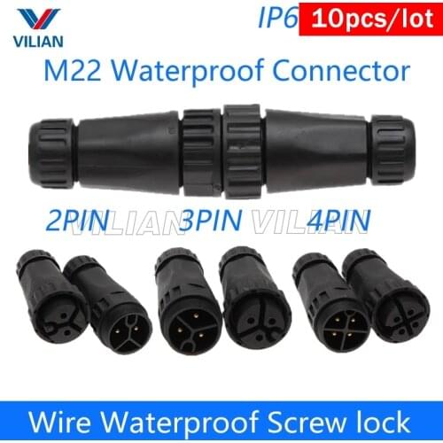 IP67 Waterproof wire Connector for LED lighting 25A Male female quick plug 2 pin 3 pin 4 pin electrical Coupler Screw 10 units