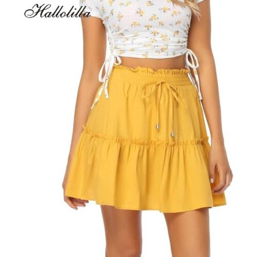 High Waist Elastic Solid Mini Skirt Women Sexy Pleated Woman Skirts Plus Size Clothing Harajuku Skirts Womens Clothes Lace up