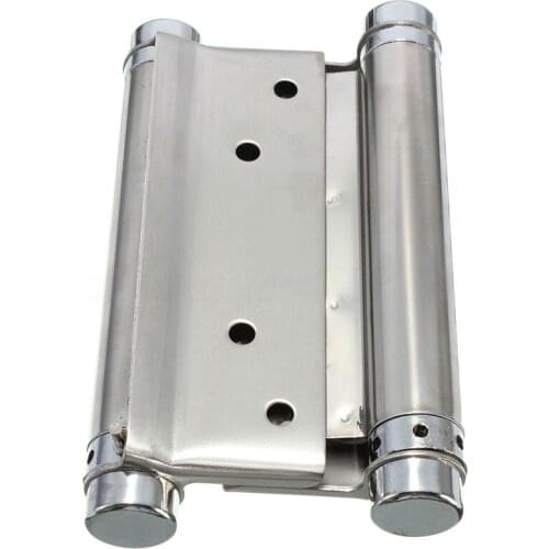 Quality 1 Pair Cafe Saloon Door Swing Self Closing Double Action Spring Hinge Silver, 3inch / 76mm