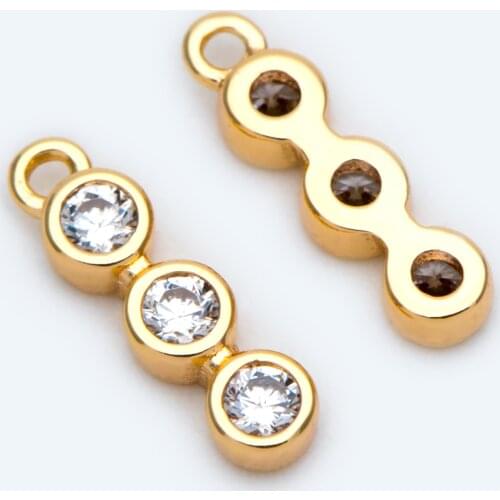 10pcs Gold CZ Paved Bar Charm For DIY Jewelry Making Accessories, 11x3mm, Zircon Charms, White Stone Charms (GB-1734-1)