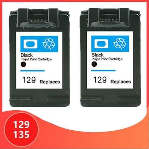 2Pack Black Compatible for hp 129 135 Cartridge for hp129 Ink Cartridge for hp Deskjet C4183 5943 6943 6983 D4163 2575 printer