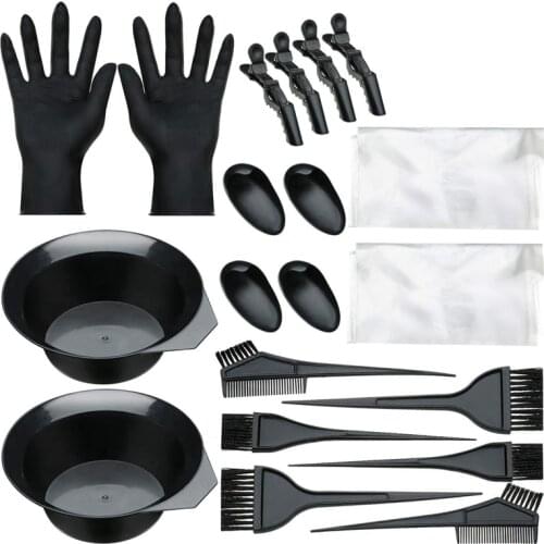20 Pieces Hair Dye Coloring Kit, Hair Tinting Bowl, Dye Brush, Ear Cover, Gloves for DIY Salon Hair Coloring Bleaching