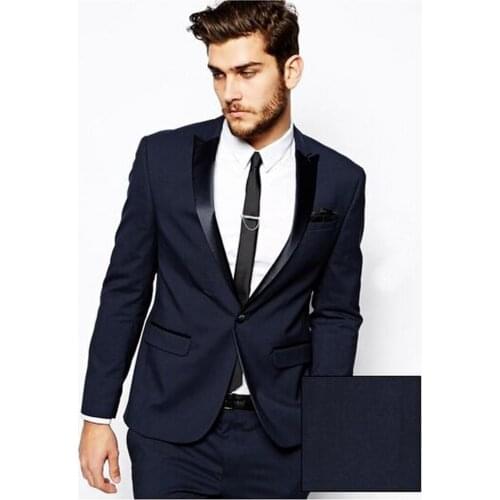 2021 High-grade Three Pockets One Button Pesked Lapel Mens Business Suits Men Wedding Suits Groom Tuxedos (jacket+pants)
