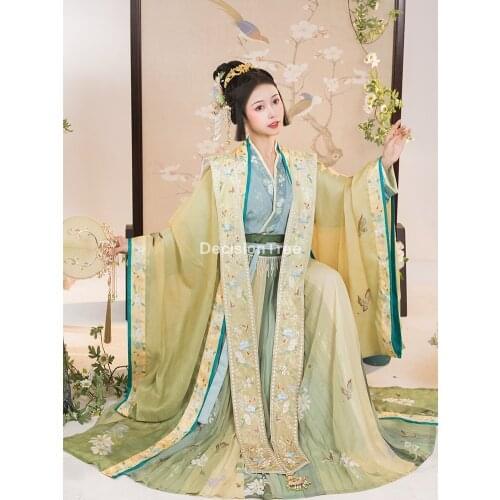 2021 hanfu chinese style ancient costume traditional folk dance stage performance clothing retro singers princess fairy dress