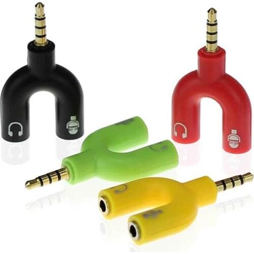 3.5mm Fashion Stereo Splitter Audio To Mic & Headset Jack Plug Adapter For Phone