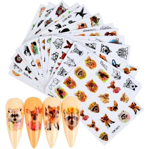 3D Nail Sticker Sexy Girl Abstract Face Animal Nails Sliders Russia Letter Decor Self-adhensive Decal Nail Art Accessories