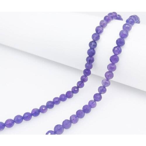 4-8mm Natural Gemstone Round Cutting Purple Amethrst Bracelet Necklace Earrings Jewelry Making DIY Energy Crystal Healthy Purify