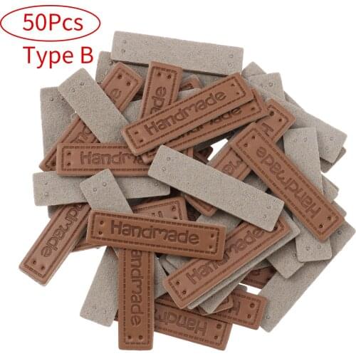 40/50 Tags Labels Hand Made Letter Sewing Garment For Bags Shoes Decoration DIY Craft Leather Tags Clothes Gift Knitting Supplie