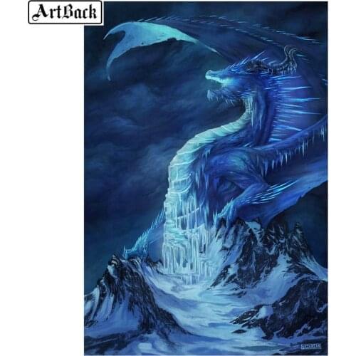 5d diy diamond painting ice dragon square square rhinestone mosaic art 100% resin round diamond embroidery wall sticker animal