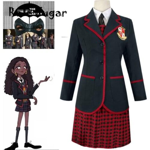 6pcs The Umbrella Academy Girls School Uniform Anime Cosplay Vanya Allison Costume For Women Halloween Party Dress Suits C145M27