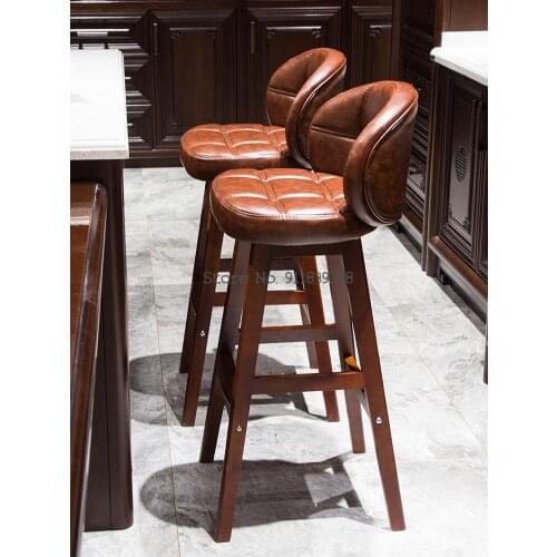 Bar Chair Modern Simple High Stool Light Luxury Bar Stool Front Desk Bar High Chair Cashier Stool Solid Wood Bar Chair