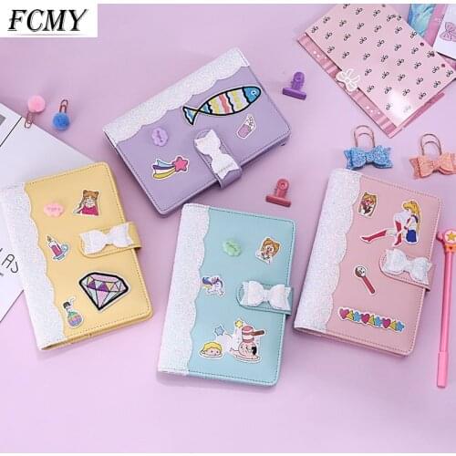 A5 A6 Macaron Color 6 Ring Binder PU Clip-on Notebook Leather Loose Leaf Notebook Cover Notebooks Journal Kawaii Stationery
