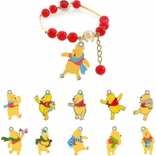 Disney Classic Animation Winnie The Pooh Red Beaded Rope Chain Bracelet Acrylic Strap Bracelet Epoxy Bracelet Party