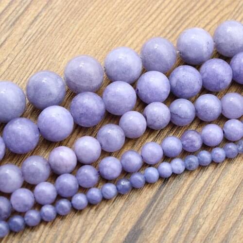 1Strand Natural Stone Lavender Purple Jades Loose Beads for Jewelry Making DIY Bracelet Necklace Jewelry Findings 4 6 8 10 12mm