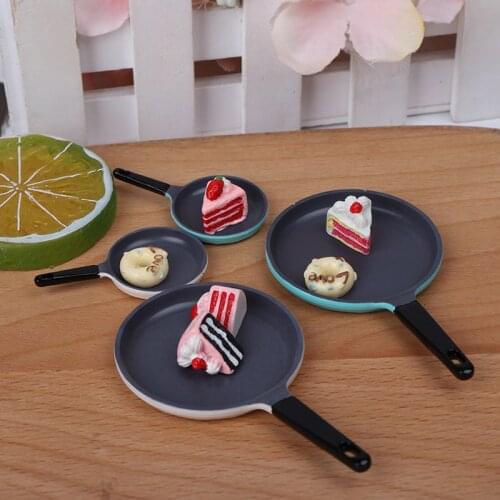 Hot sale 1 PC Doll house accessories 1:12 Dollhouse Miniature Kitchen Utensil Pan Model Accessories Toys
