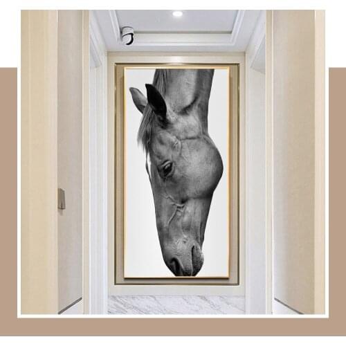 Black and White Horse Canvas Paintings Animals Pictures Wall Art For Living Room Modern Home Decoration Posters HD Unstretched