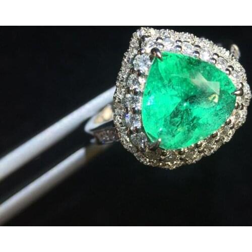 Emerald Ring 2.98ct Fine Jewelry Real Pure 18 K Gold 100% Natural Emerald Gemstones Female Wedding Rings for women Fine Ring