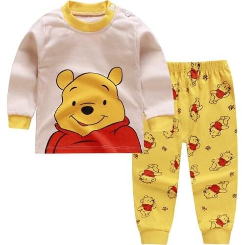 Babys Cotton Underwear Set Cartoon Winnie The Pooh Childrens Autumn Clothes Long Sleeve Two-piece Set Baby Boys Girls Clothing