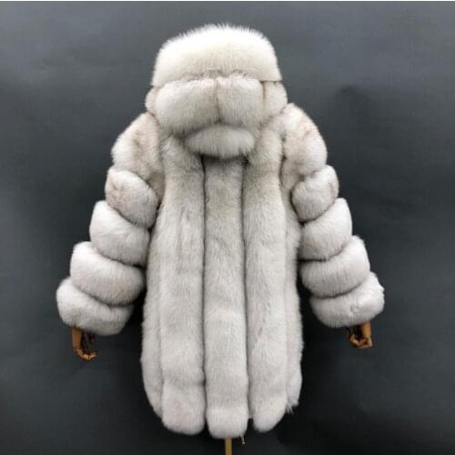 Hot Selling Soft Real Rur Hooded Coat Designer Top Luxury Furry Jacket Winter Fox Fur Coat For Women