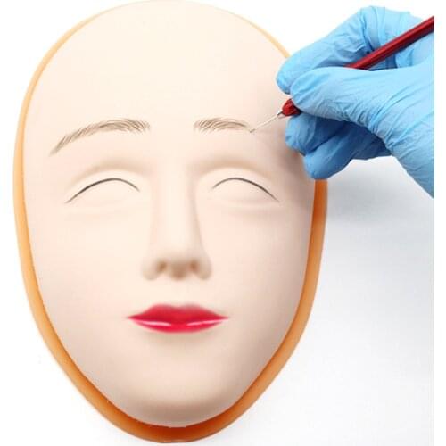 Microblading 5D Facial Tattoo Training Head Silicone Practice Permanent Makeup Lip Eyebrow Tattoo Skin Mannequin Doll Face Head