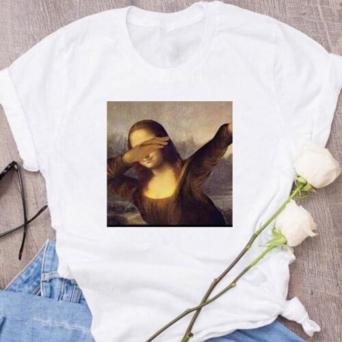 Mona Lisa Aesthetic Harajuku T Shirt Women Ullzang Vintage Graphic T-shirt Funny 90s Tshirt Korean Style Top Tees Female