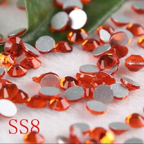 Nacarat colour 1440pcs/bag Crystal Non Hot Fix FlatBack Rhinestones Glue-on Crystal Nail Art Stone for Fashion DIY