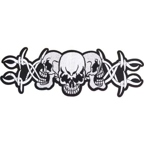 Three Skull Head Cartoon Patches Cap Shoe Iron On Embroidered Appliques DIY Apparel Accessories Patch For Clothing Fabric Badges