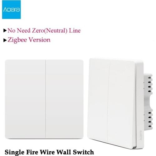 Aqara Wall Light Switch Wifi Smart Zigbee Single Fire Wire No Neutral 2 Gang Wireless Switch Control Remote Work For Mi Home