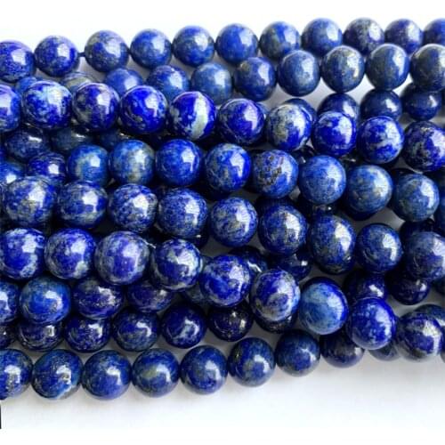 Genuine Natural Dark Blue Lapis Lazuli Smooth Round Loose Beads DIY Necklace or Bracelets 15" 06342