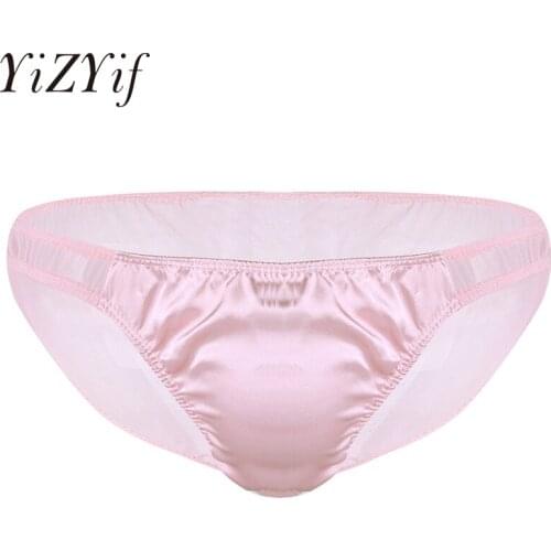 YiZYiF Sexy Mens Lingerie Soft Breathable Sheer Mesh Briefs Underwear with Bulge Pouch For Hot Summer Gay Sissy Panties