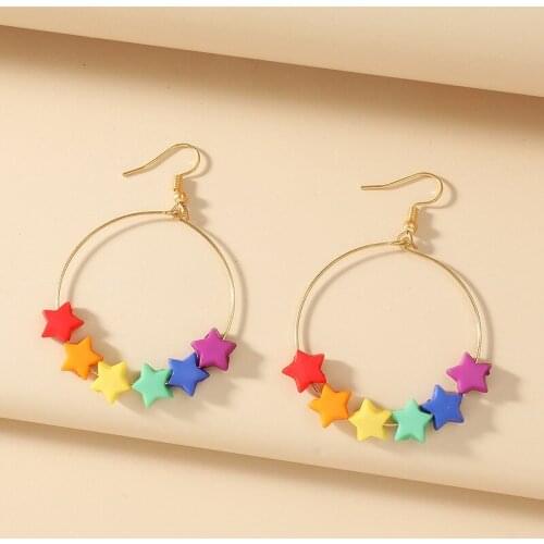 New Colorful Star Bear Pendant Drop Earrings For Women Girls Resin Cute Butterfly Dangle Earring Ear Rings Party Jewelry Gifts