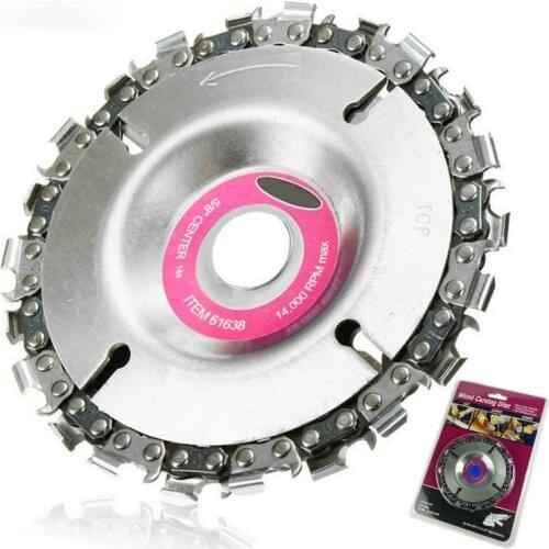 New 4" Steel Grinders Disc and Chain 22 Tooth Fine Cut Chains Set Wood Carving Disc For 100/115 Angle Grinder