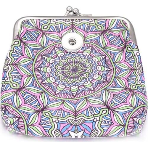 New Snap Jewelry Vintage Flower Kaleidoscope 18mm Snap Button Purse Bag Wallets Fit 18MM Snap Buttons Jewelry Christmas Gift