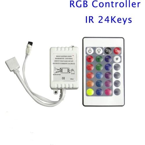 Wireless 24 keys RGB IR Remote Controller LED strip controller Input DC12V 6A Controller For 3528 5050 RGB LED Strip