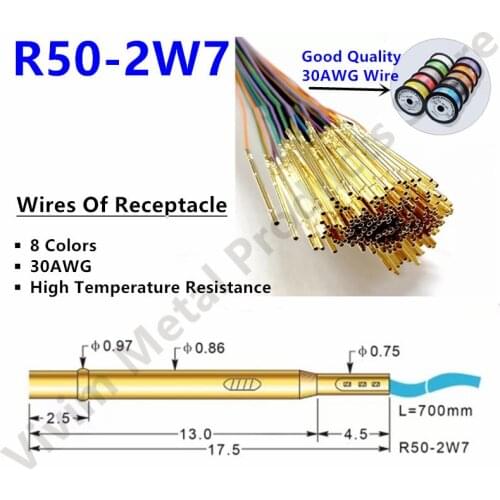 200 PCS R50-2W Test Cable OK Jumpe Wire Copper Wire Test Line Color Line Electrical Equipment Parts Length 500MM/600MM/700MM
