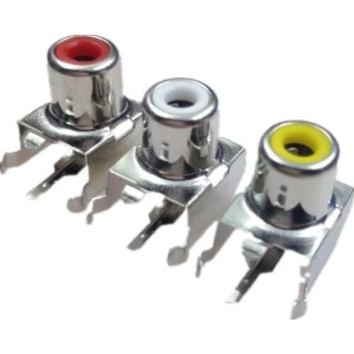 50pcs White/Yellow/Red RCA AV With The Core Socket Hole Seat 2 Pin PCB Soldering Audio Video Jack Lotus Seat AV1-8.4-3B