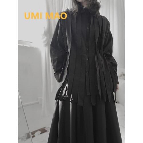 UMI MAO Yamamoto Dark Niche Yoji Design Sense Versatile Multi-piece Long-sleeved Shirt Women Irregular Raw Edges Blouses Y2K