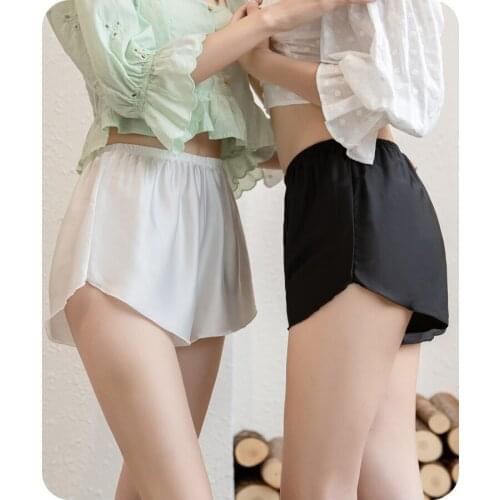 Sexy Ice Silk Shorts Women No Mark Solid Safety Short Pants Cute Elastic Waist Plus Size Loose Bottoms Summer Cool Safe Shorts