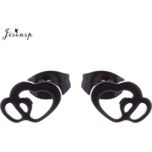 Jisensp Double Heart Stud Earrings for Women Geometric Small Earrings Female 2019 Fashion Modern Jewelry Oorbellen Accessories